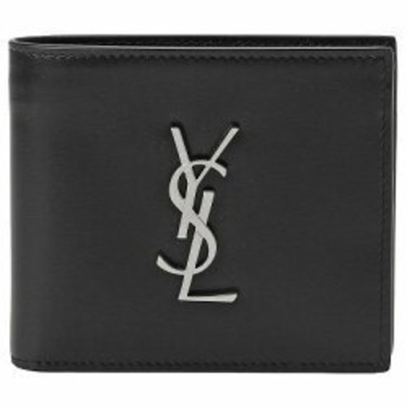 Saint Laurent YSL Monogram Bifold Wallet Coin Black EAST WEST - Picture 1 of 3